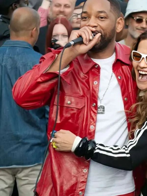 London Cross Station Will Smith Red Leather Jacket