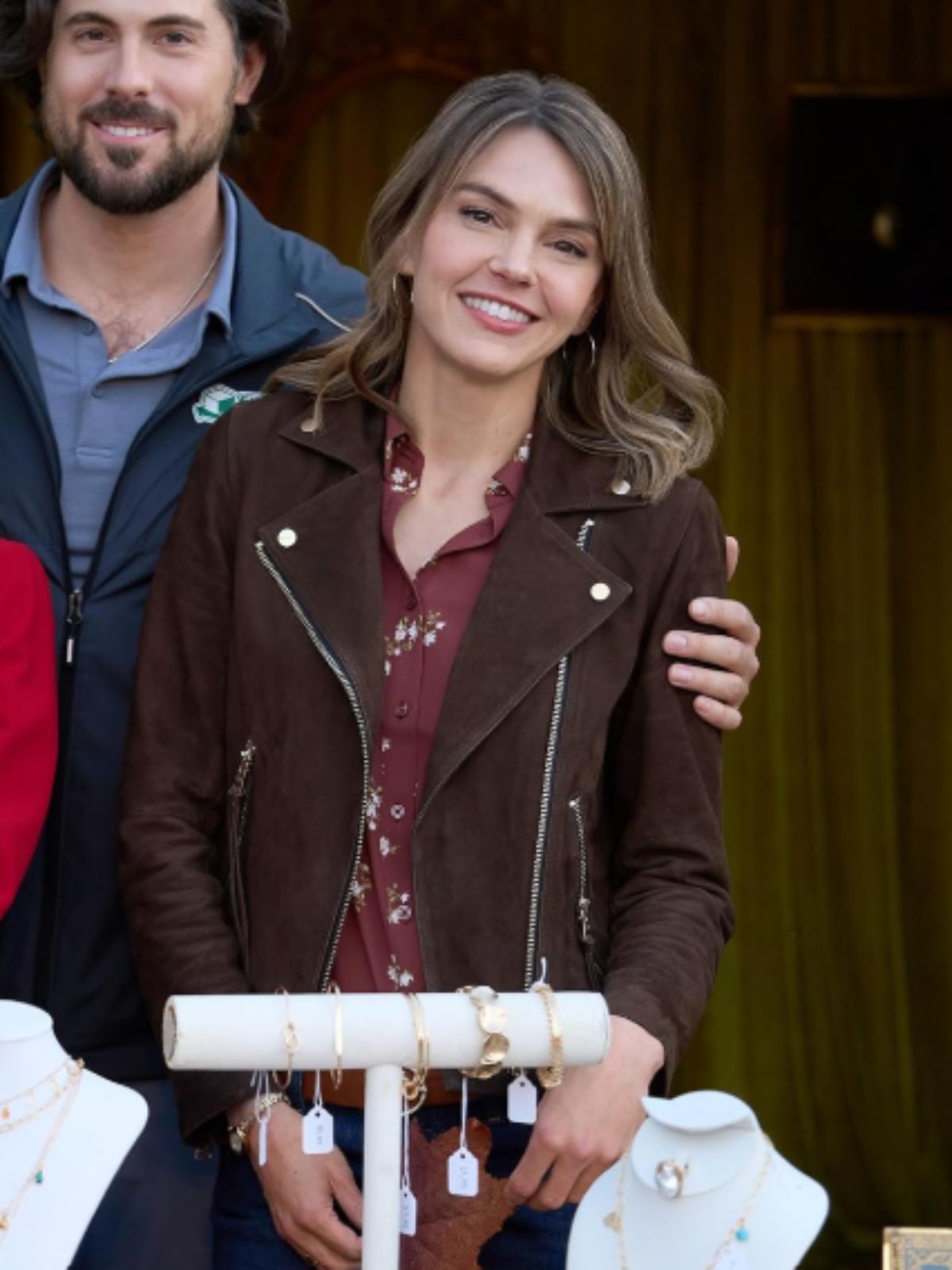 Love Finds You Aimee Teegarden Brown Suede Leather Biker Jacket