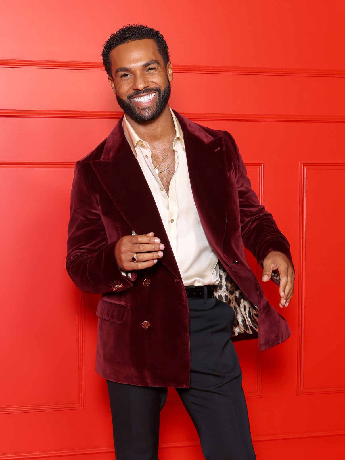 Lucien Laviscount Emily in Paris Burgundy Velvet Blazer