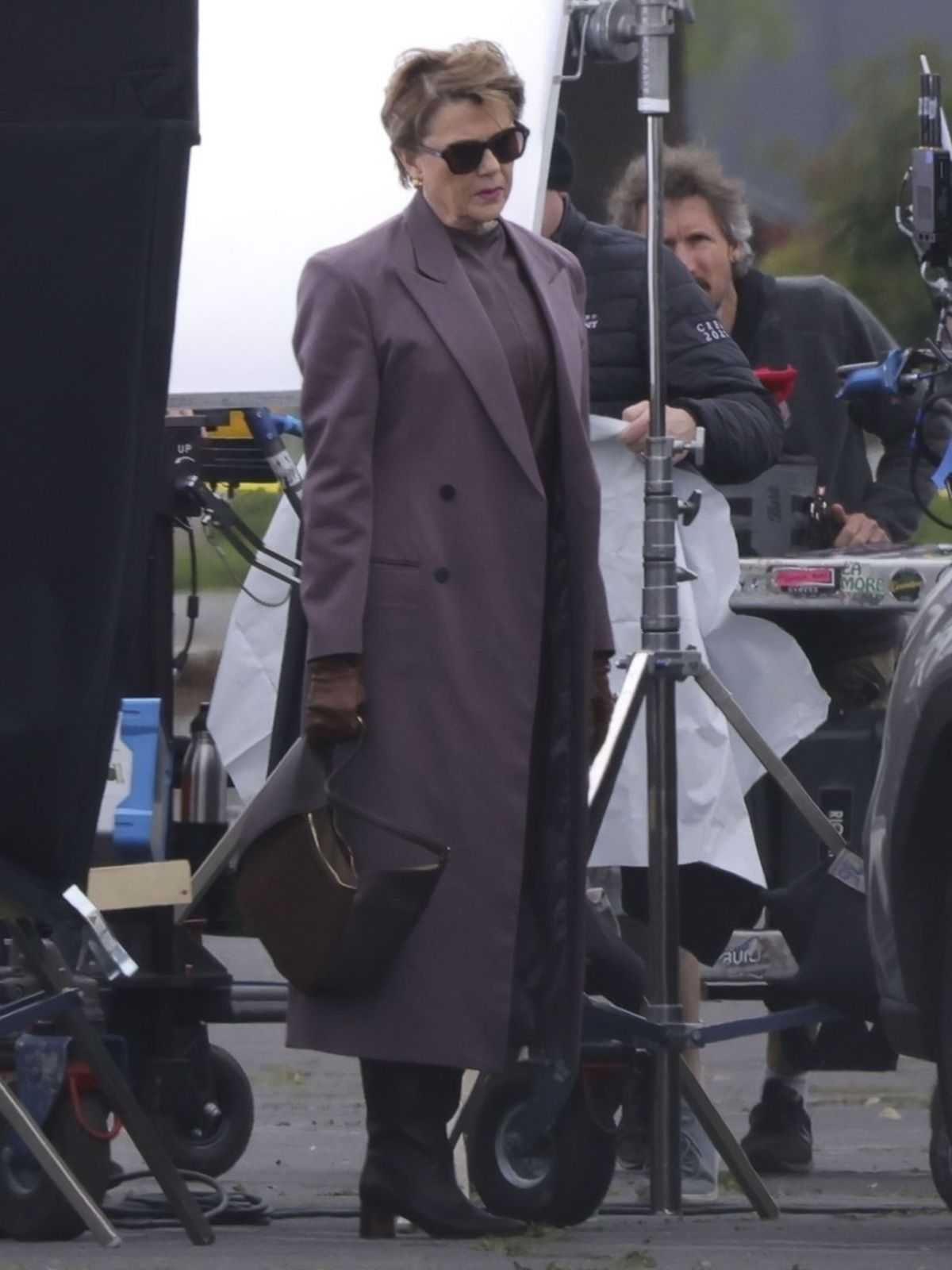 Lucky Annette Bening Purple Long Coat
