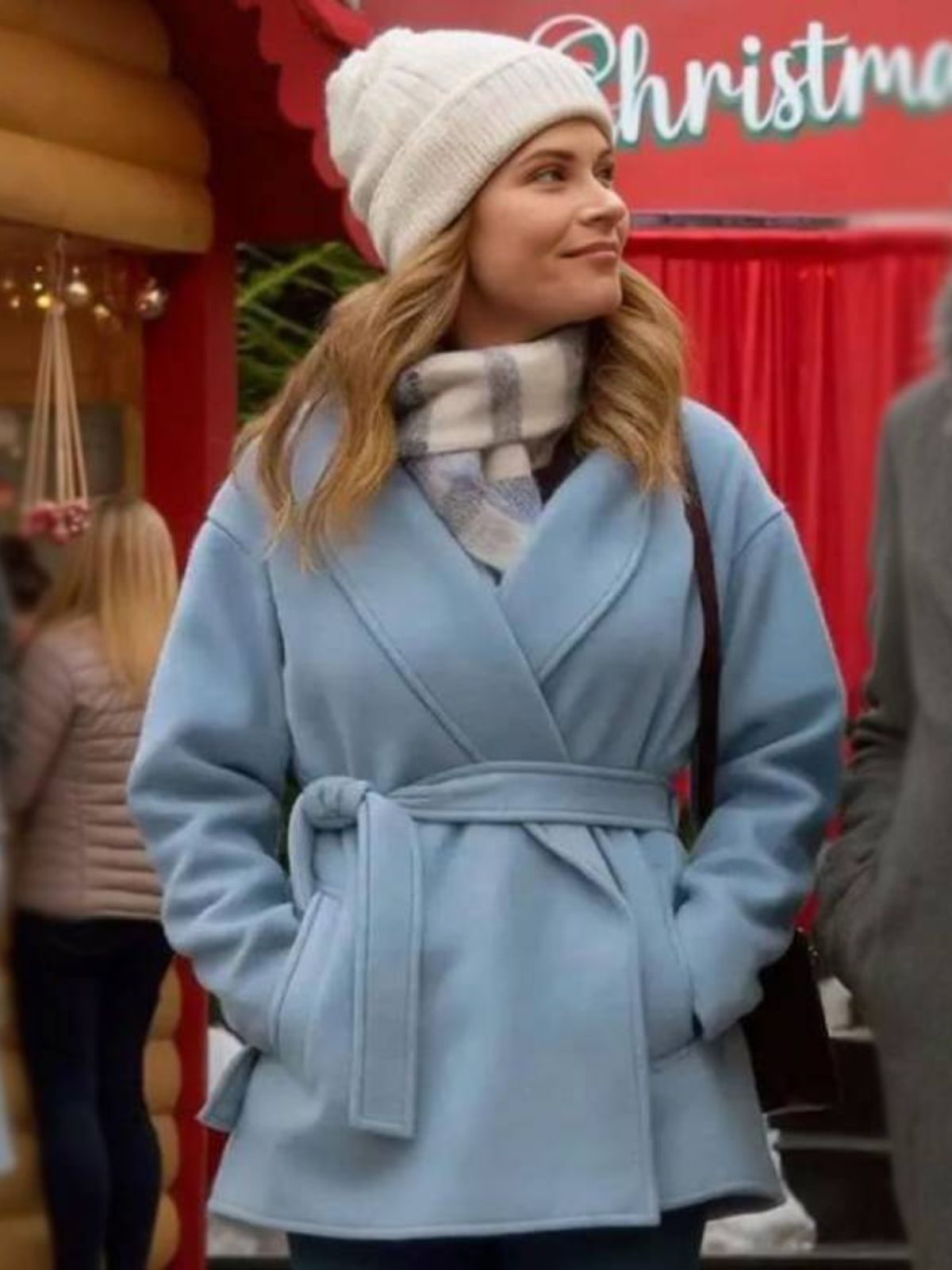 Lyndsy Fonseca Single on the 25th Blue Wool Coat
