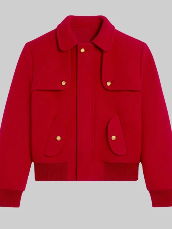 Mariah Carey Red Wool Bomber Jacket