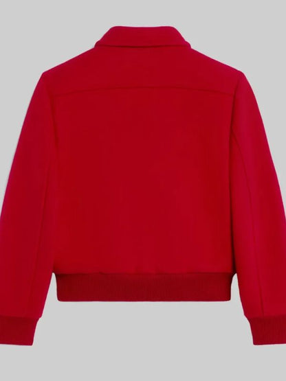 Mariah Carey Red Wool Bomber Jacket