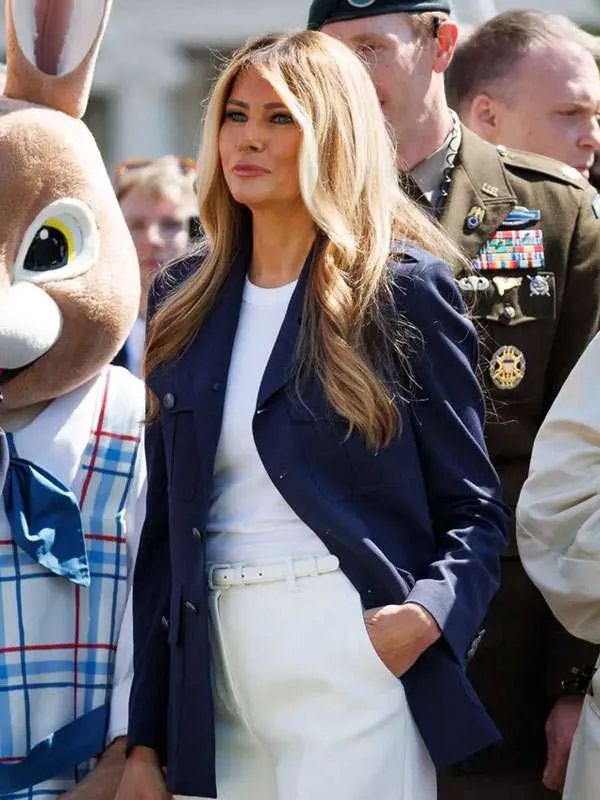 Melania Trump White House Easter Egg Roll Navy Blue Blazer