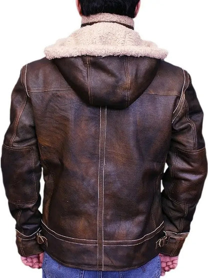 Men Aviator Brown Bomber Leather Jacket
