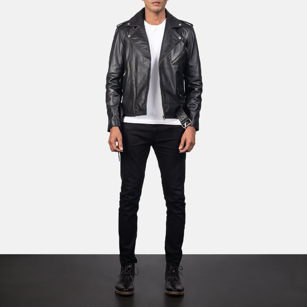 Men's Allaric Alley Black Biker Leather Jacket