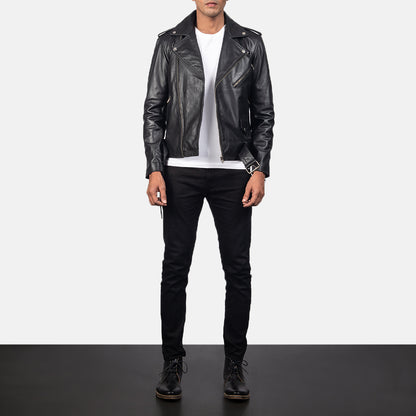 Men's Allaric Alley Black Biker Leather Jacket