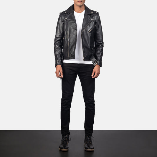 Men's Allaric Alley Black Biker Leather Jacket