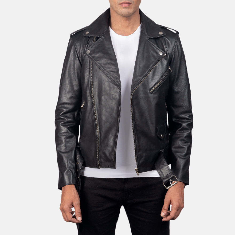 Men's Allaric Alley Black Biker Leather Jacket
