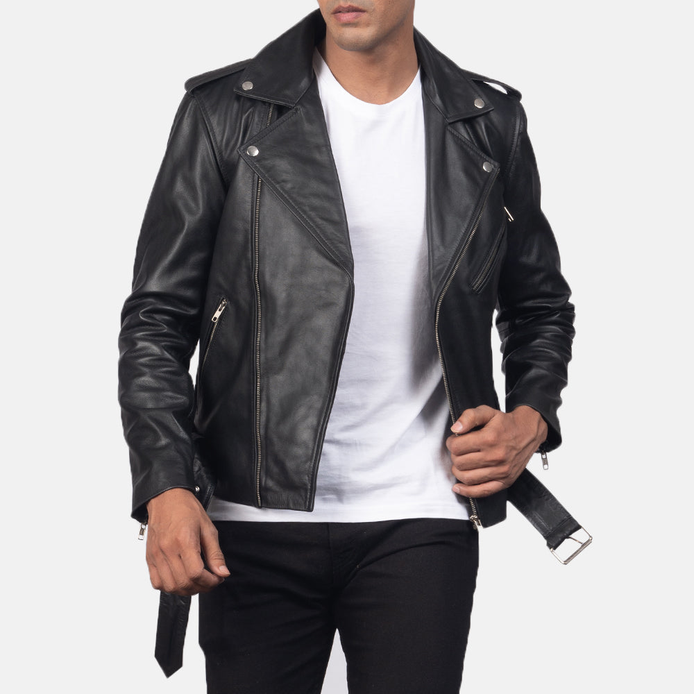 Men's Allaric Alley Black Biker Leather Jacket