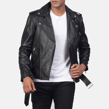 Men's Allaric Alley Black Biker Leather Jacket