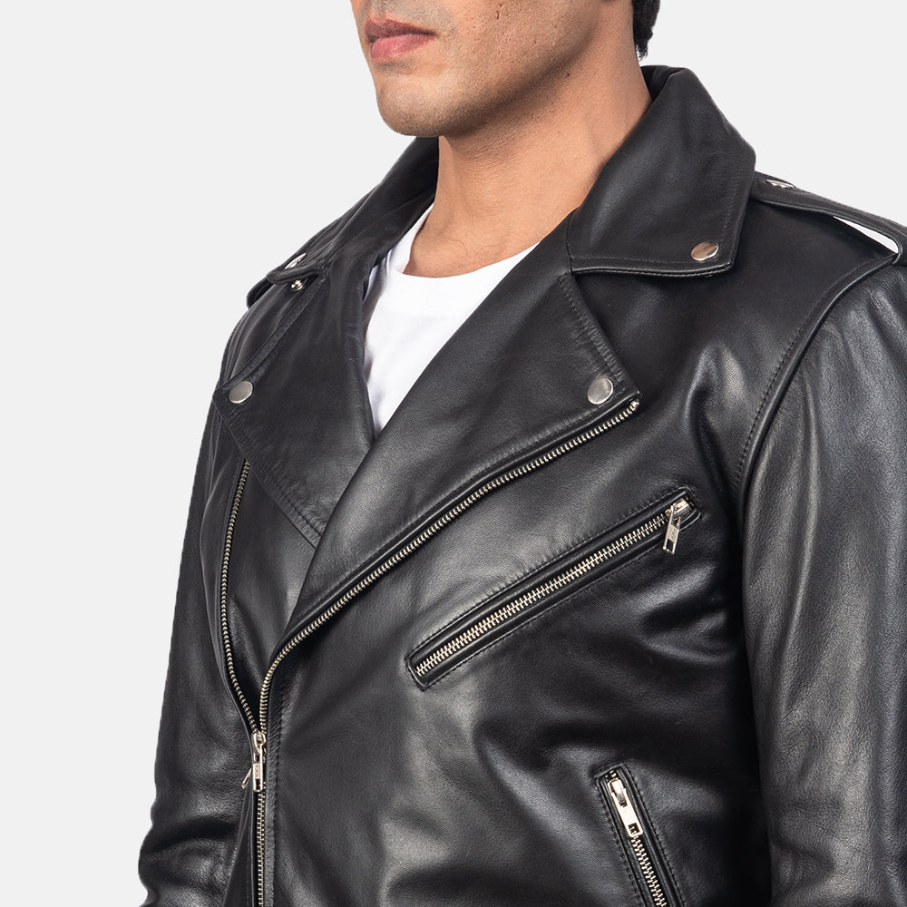 Men's Allaric Alley Black Biker Leather Jacket