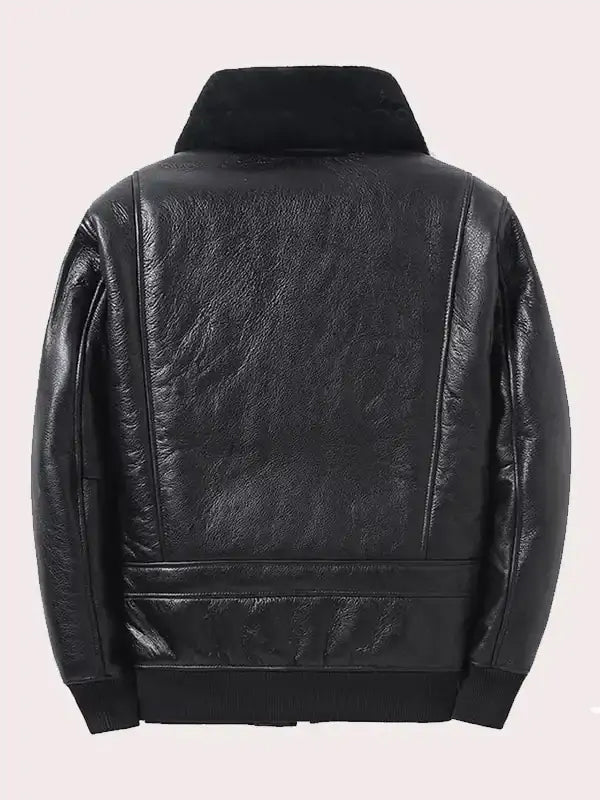 Mens Aviator Shearling Black Bomber Jacket
