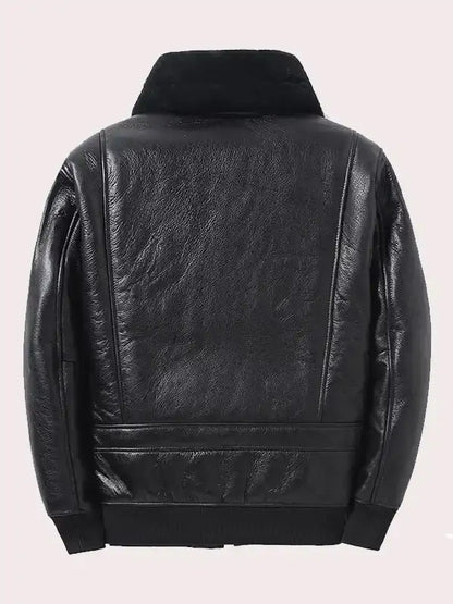 Mens Aviator Shearling Black Bomber Jacket