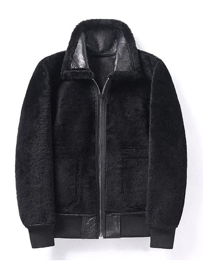 Mens Aviator Shearling Black Bomber Jacket