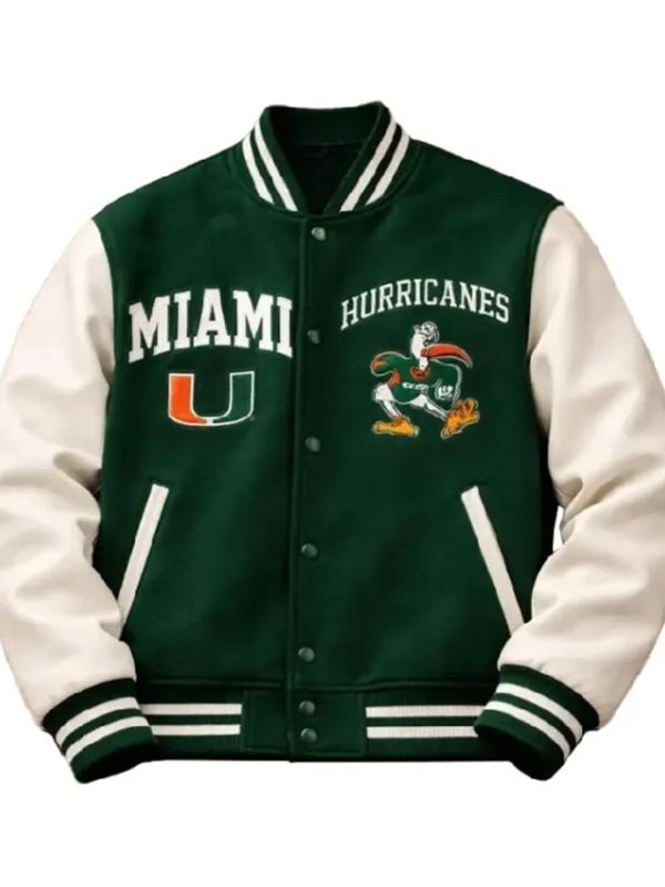 Miami Hurricanes Green Varsity Letterman Jacket 