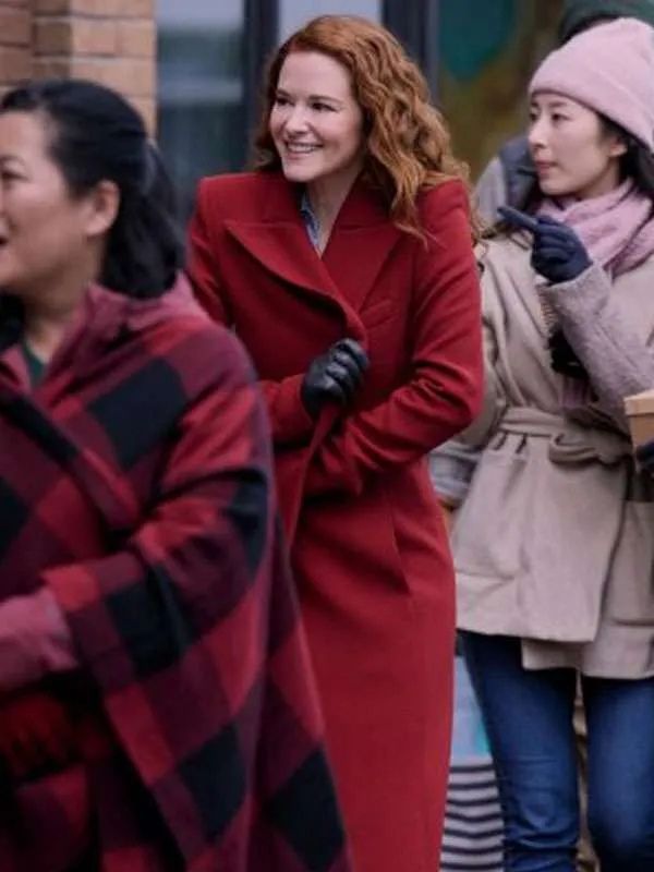 Mistletoe Murders S01 Emily Lane Red Wool Trench Coat