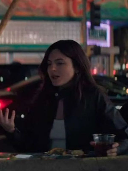 Monica Barbaro Crime 101 Black Leather Jacket