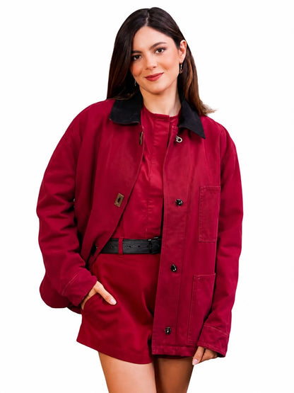 Monica Barbaro One Night Only Red Cotton Jacket