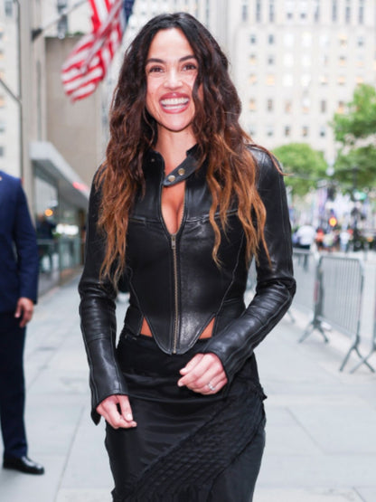 New York City Adria Arjona Black Leather Jacket