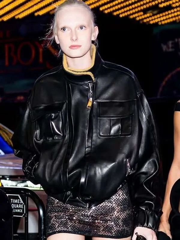 New York City Alex Consani Black Oversized Leather Jacket