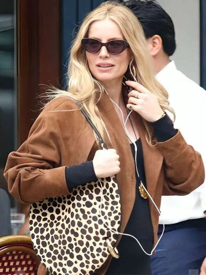 New York City Annabelle Wallis Brown Suede Leather Jacket