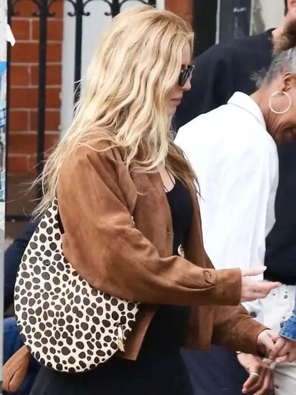 New York City Annabelle Wallis Brown Suede Leather Jacket