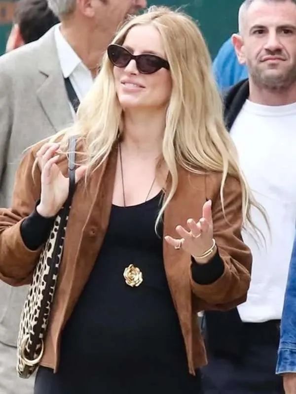 New York City Annabelle Wallis Brown Suede Leather Jacket
