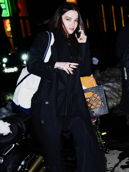 New York City Dove Cameron Black Wool Coat