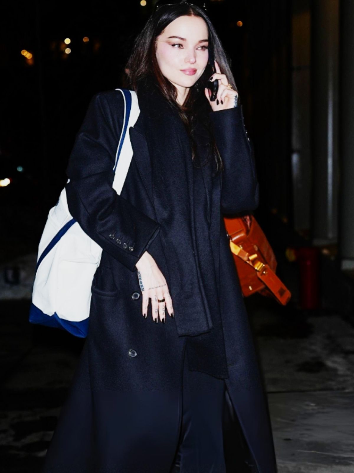 New York City Dove Cameron Black Wool Coat