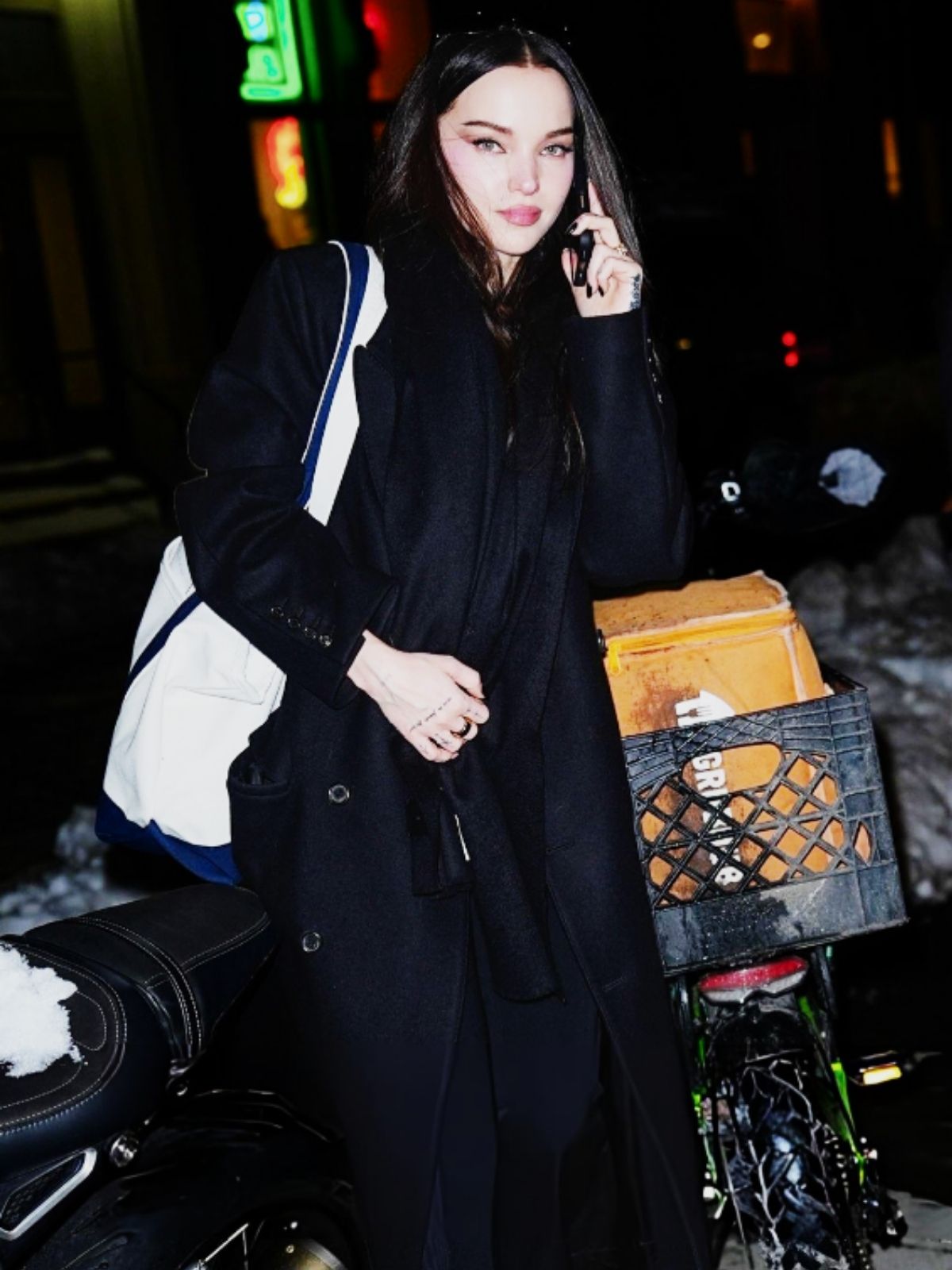 New York City Dove Cameron Black Wool Coat