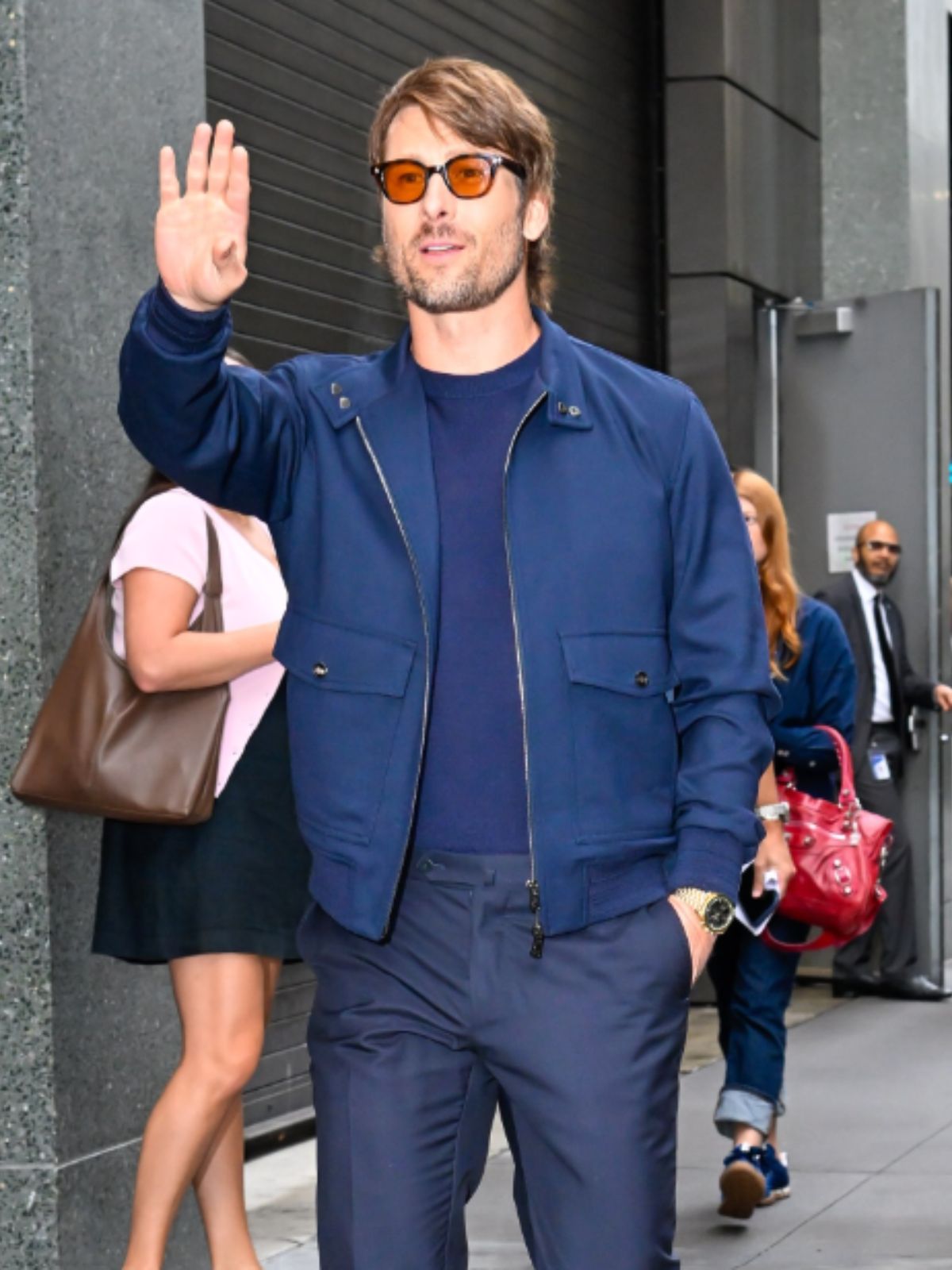 New York City Glen Powell Blue Bomber Jacket