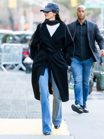 New York City Kendall Jenner Black Wool Coat