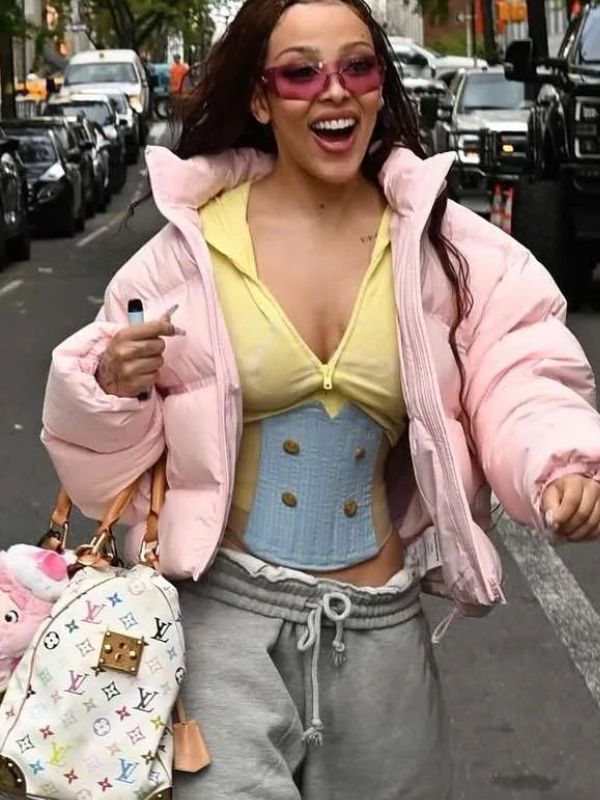 New York City Met Gala Doja Cat Pink Puffer Jacket