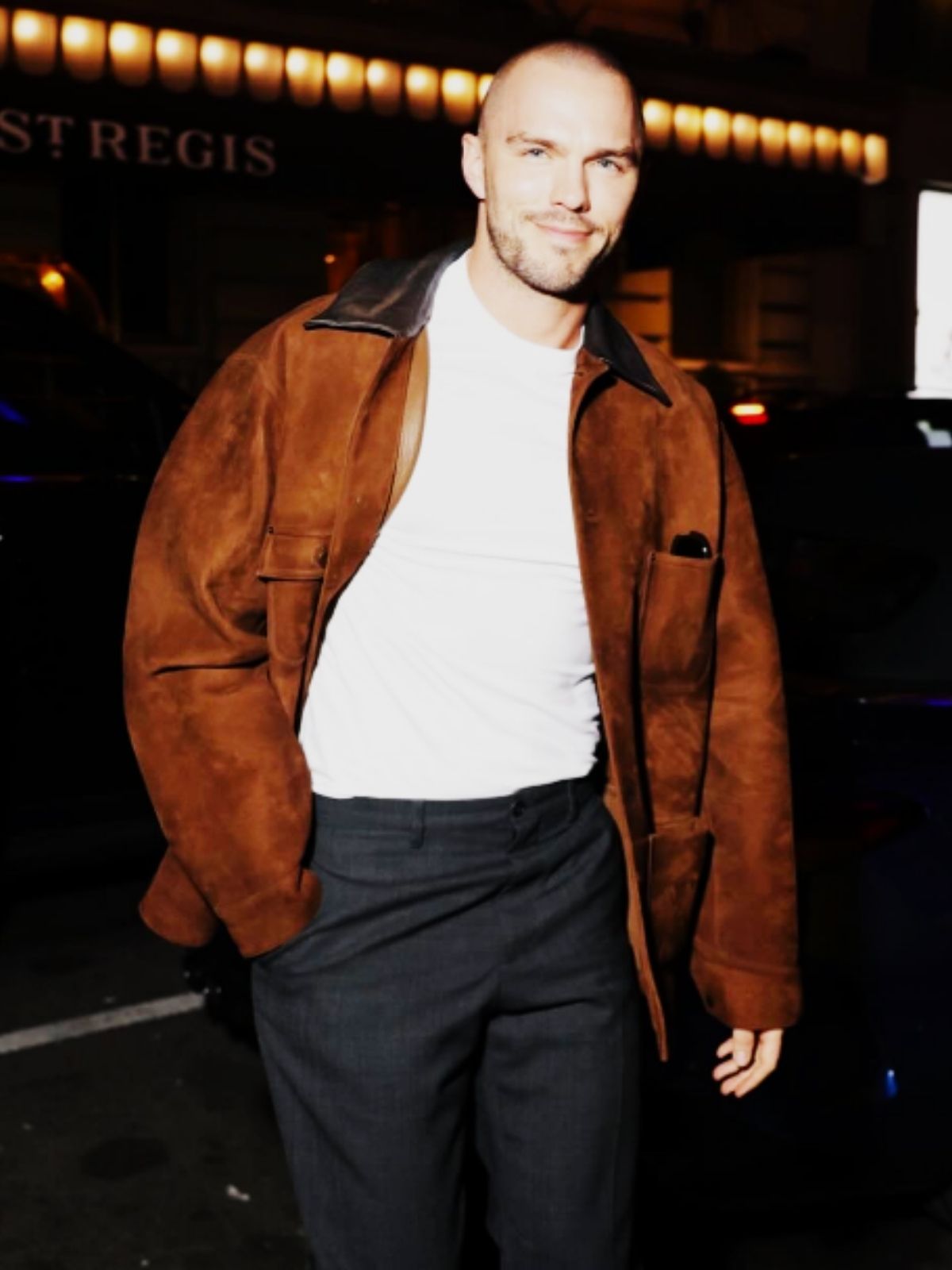 New York City Nicholas Hoult Brown Suede Leather Jacket