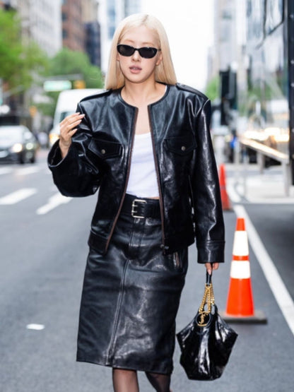 New York City Rosé Black Leather Jacket