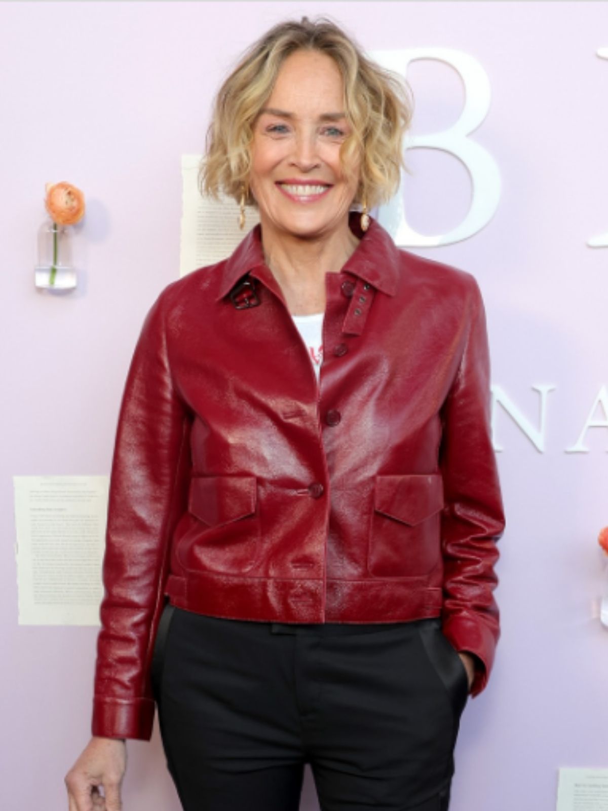 New York City Sharon Stone Red Leather Jacket