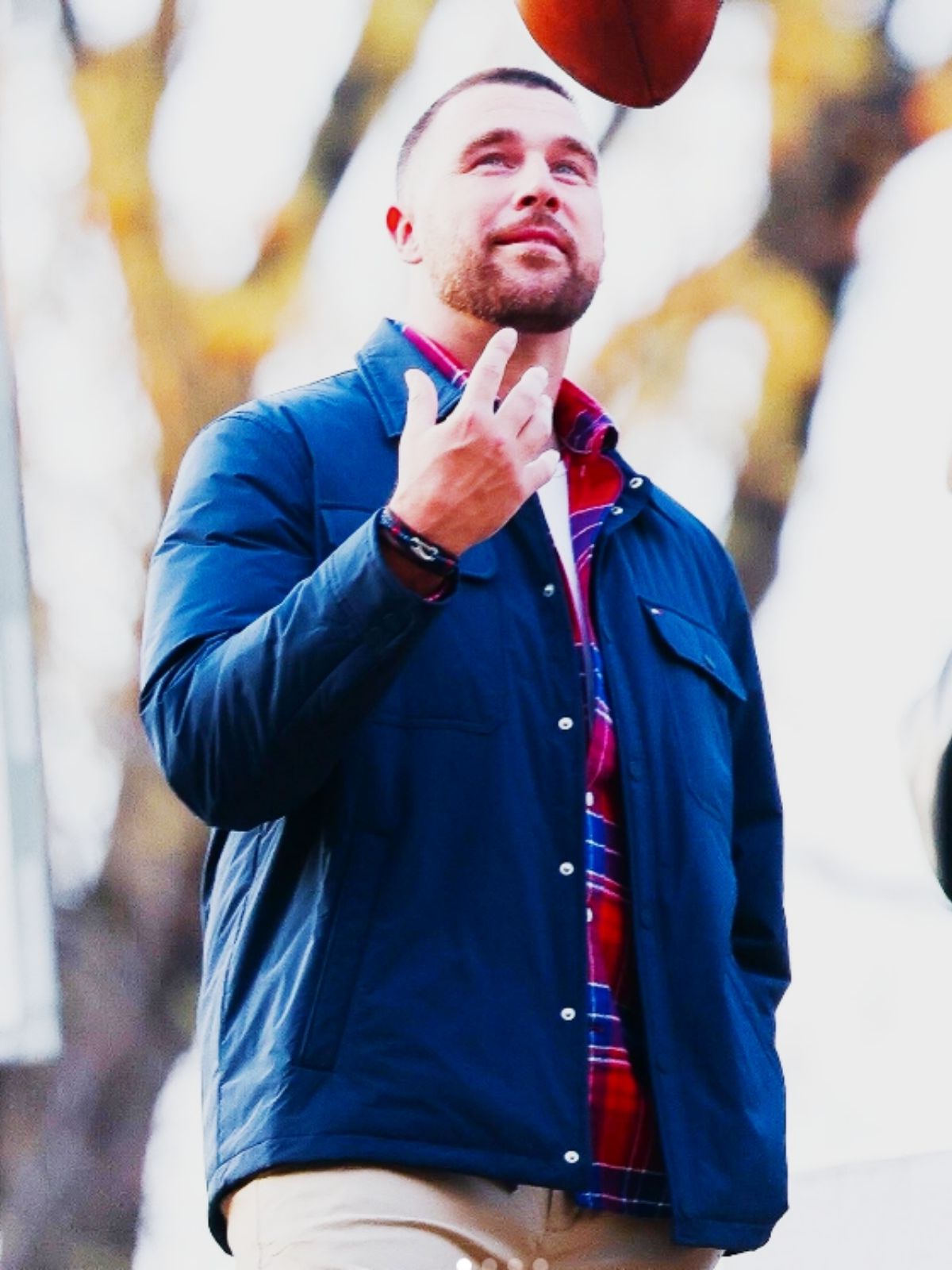 New York City Travis Kelce Blue Parachute Jacket