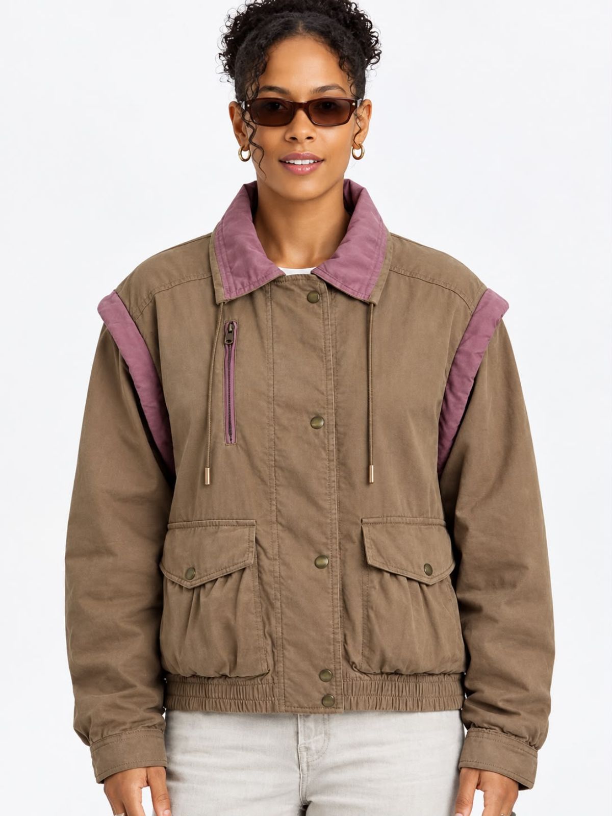 Next Gen NYC Ava Dash Brown Bomber Jacket