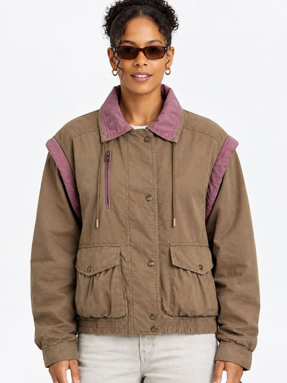 Next Gen NYC Ava Dash Brown Bomber Jacket