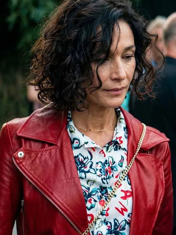 Nicole Grima udo Solo Mio Red Leather Biker Jacket