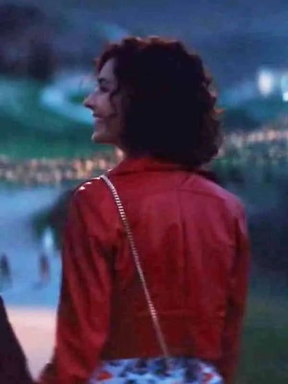 Nicole Grima udo Solo Mio Red Leather Biker Jacket