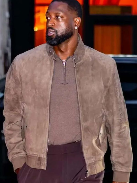 NYC Dwyane Wade Brown Bomber Suede Leather Jacket