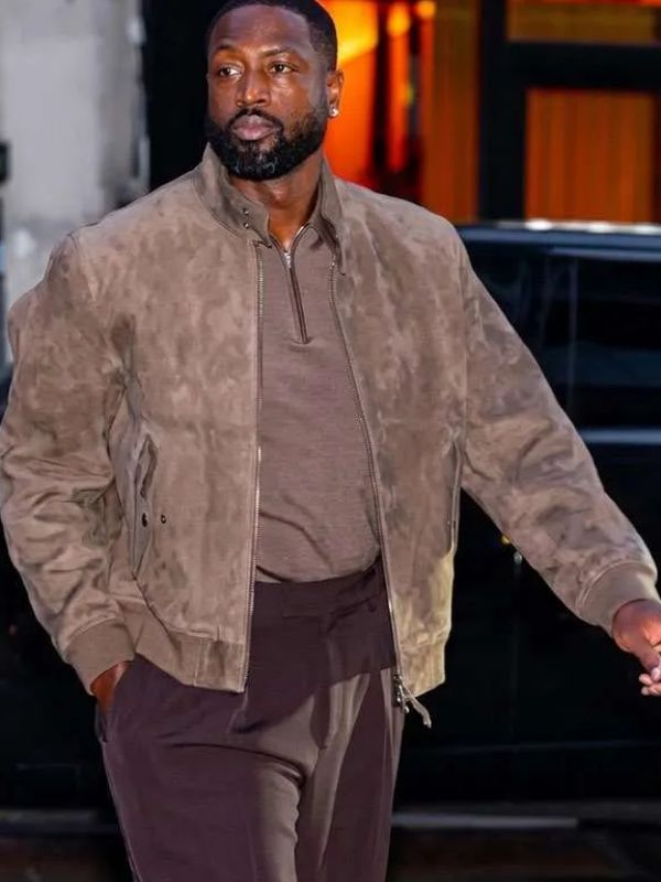 NYC Dwyane Wade Brown Bomber Suede Leather Jacket