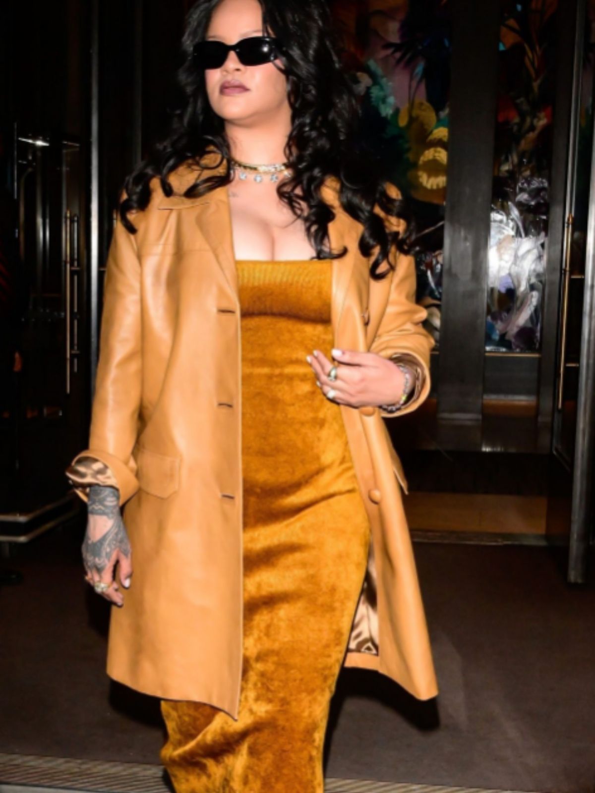 NYC Rihanna Brown Leather Coat