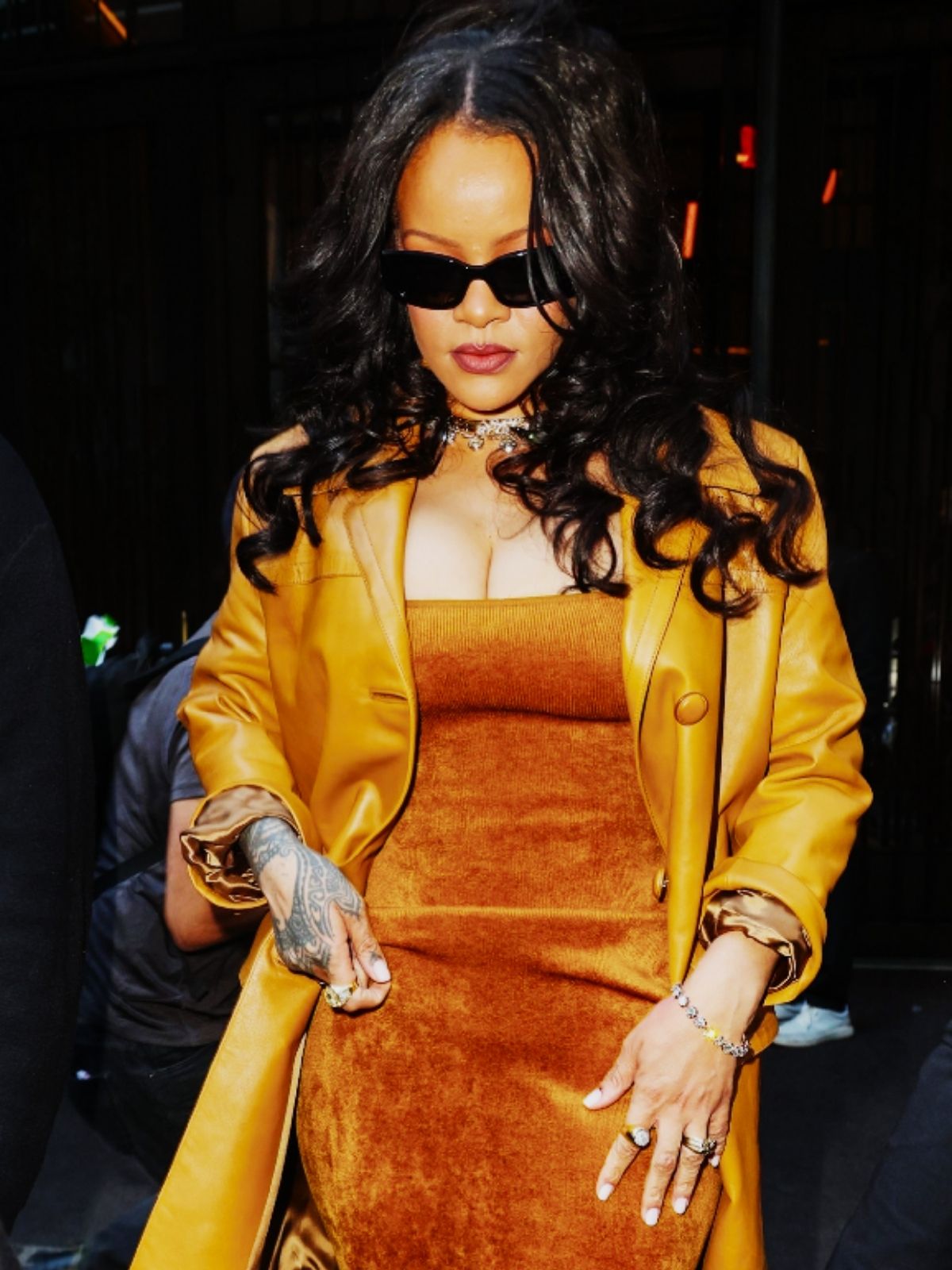 NYC Rihanna Brown Leather Coat