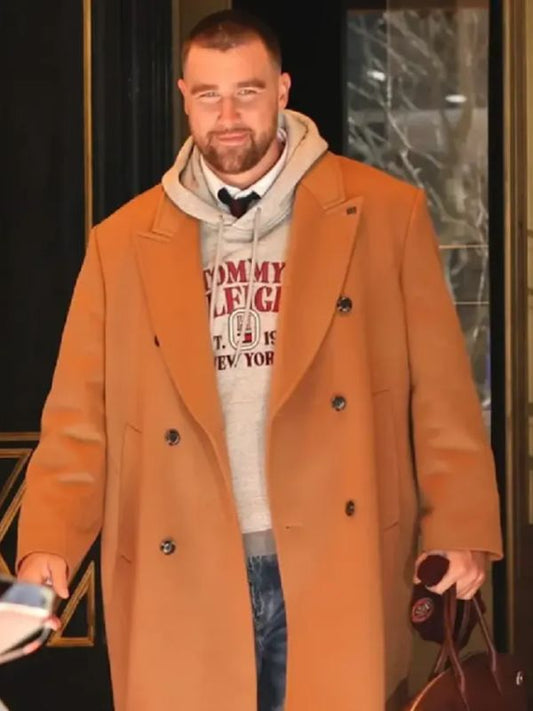 NYC Travis Kelce Brown Leather Coat