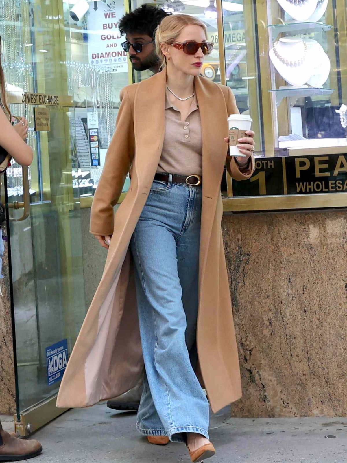 Off Weeks Jessica Chastain Brown Wool Coat