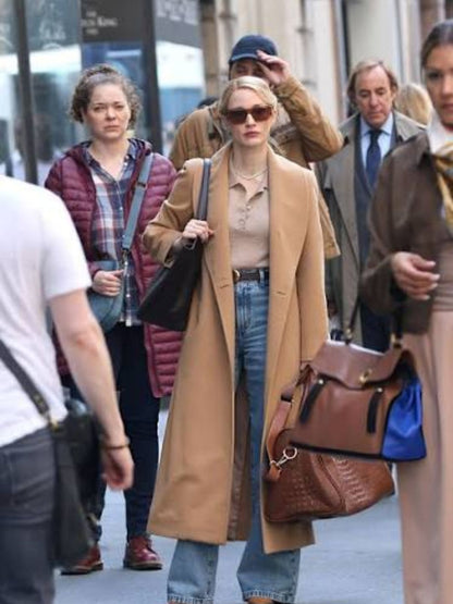 Off Weeks Jessica Chastain Brown Wool Coat
