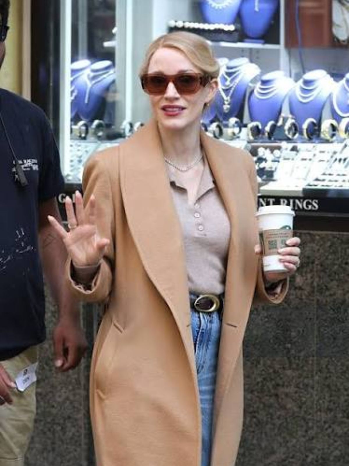 Off Weeks Jessica Chastain Brown Wool Coat